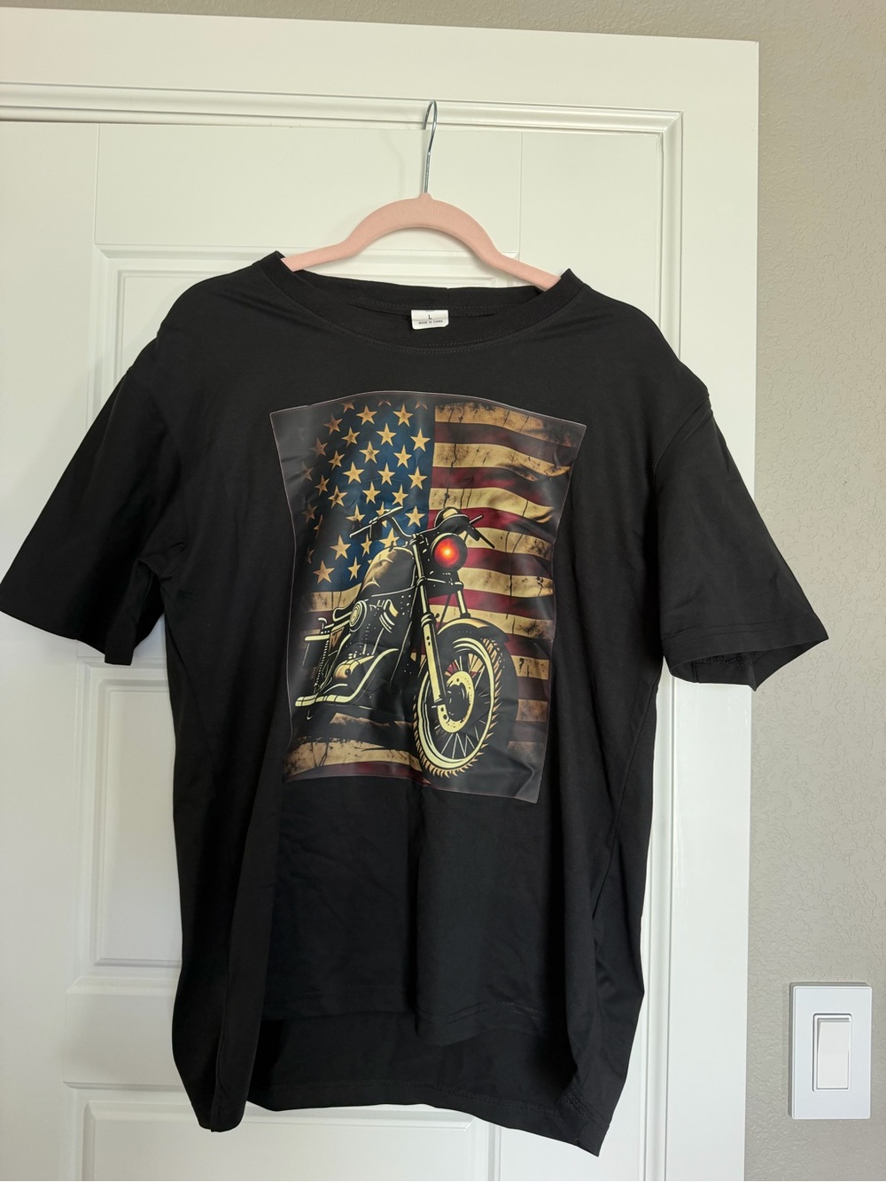 Black Men's American Flag Motorcycle Graphic Tee